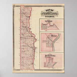 Map of Vermillion County with Newport Poster