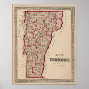 Map of Vermont Poster