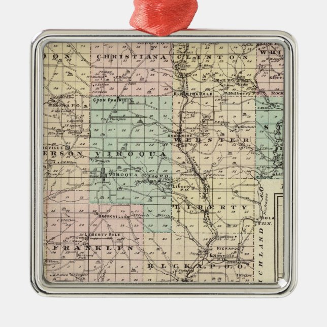 Map of Vernon County, Arcadia and Viroqua Metal Tree Decoration (Front)