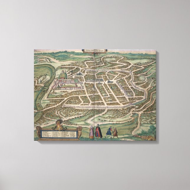 Map of Vilnius, Lithuania, from 'Civitates Orbis T Canvas Print (Front)