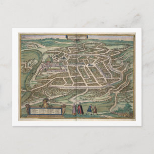 Map of Vilnius, Lithuania, from 'Civitates Orbis T Postcard