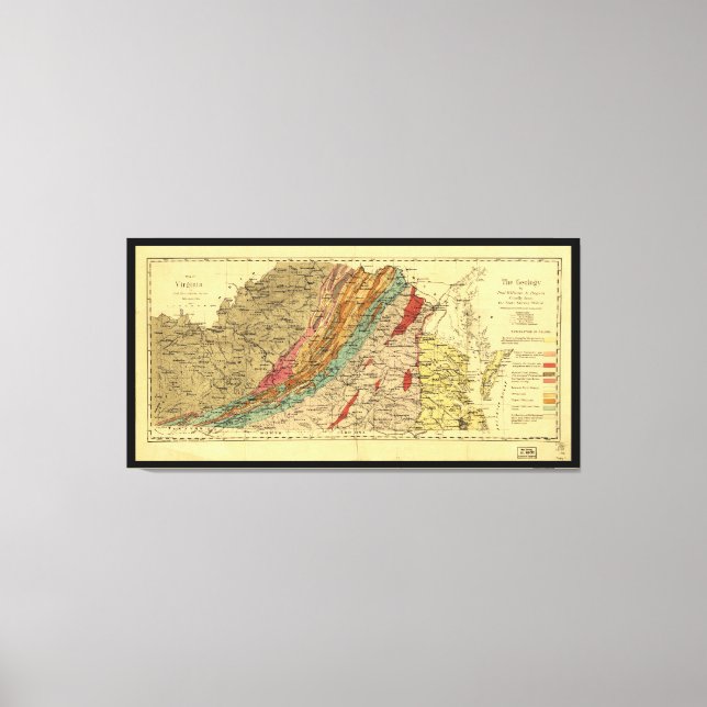 Map of Virginia by Jedediah Hotchkiss (1874) Canvas Print (Front)