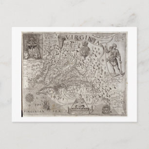 Map of Virginia, discovered and described by Capta Postcard