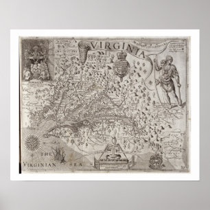 Map of Virginia, discovered and described by Capta Poster