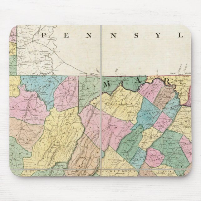 Map of Virginia, Maryland and Delaware Mouse Pad (Front)