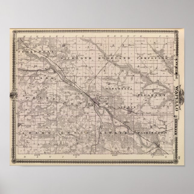 Map of Wapello County, State of Iowa Poster (Front)