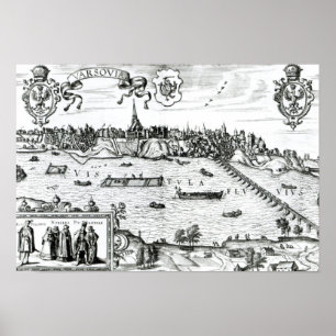 Map of Warsaw, from 'Civitates Orbis Terrarum' by Poster