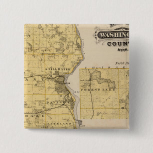 Map of Washington County, Minnesota 15 Cm Square Badge