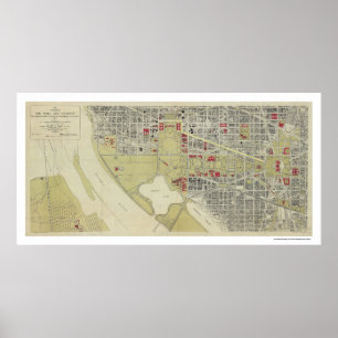 Map of Washington DC and the Mall 1917 Poster
