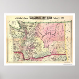 Map of Washington Territory by JK Gill 1878 Poster