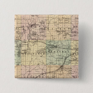 Map of Waukesha County, State of Wisconsin 15 Cm Square Badge
