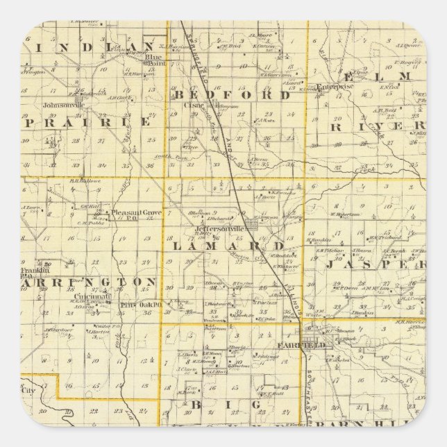 Map of Wayne County Square Sticker (Front)