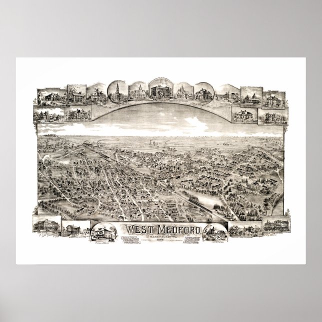 Map of West Medford, Massachusetts in 1897 Poster (Front)