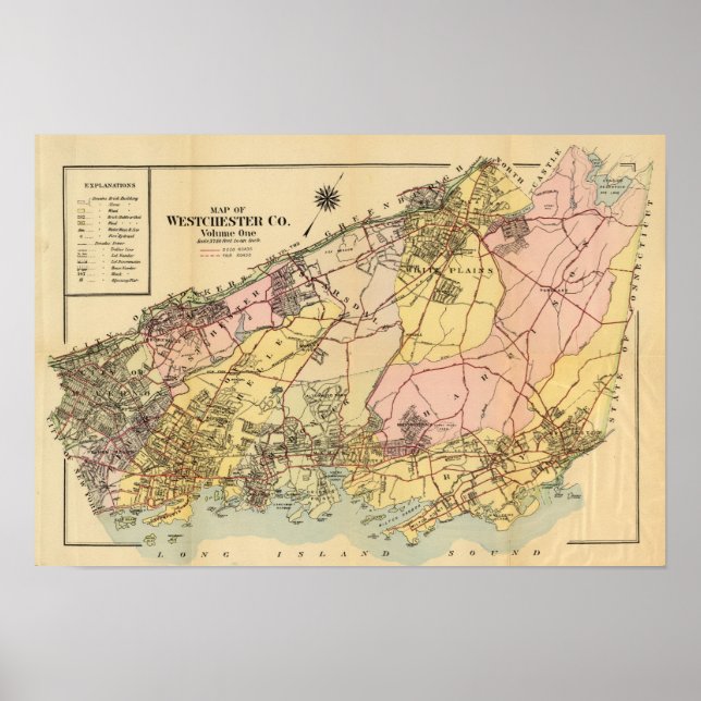 Map of Westchester Co Poster (Front)