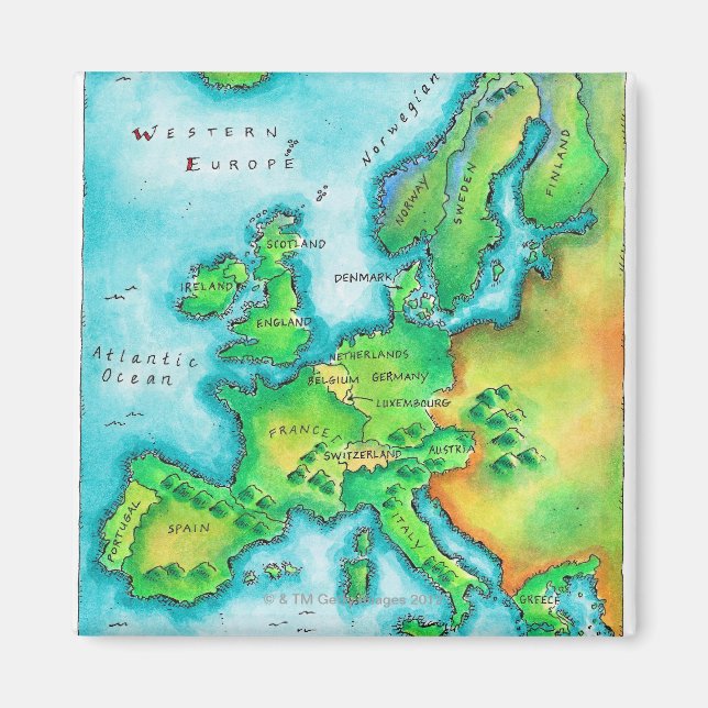 Map of Western Europe Magnet (Front)