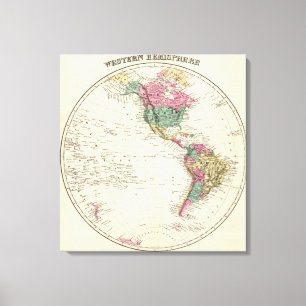Map of Western Hemisphere Canvas Print