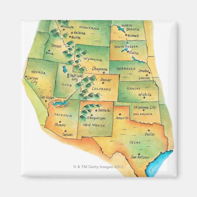 Map of Western United States Magnet (Front)
