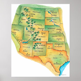 Map of Western United States Poster