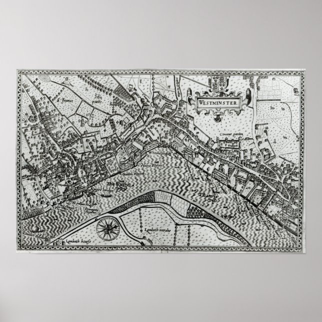 Map of Westminster from 'Speculum Britannia' Poster (Front)