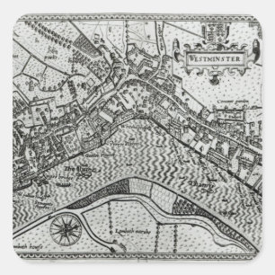 Map of Westminster from 'Speculum Britannia' Square Sticker