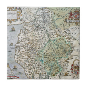 Map of Westmorland and Cumberland 1576 Tile