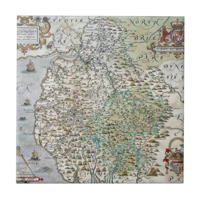 Map of Westmorland and Cumberland | 1576 Tile (Front)