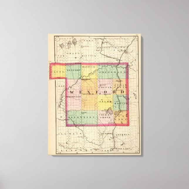 Map of Wexford County, Michigan Canvas Print (Front)