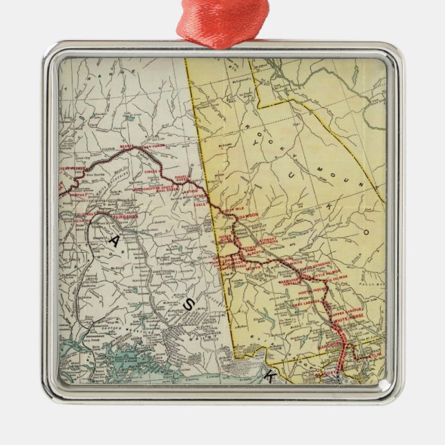 Map Of White Pass & Yukon Route And Connections Metal Tree Decoration (Front)