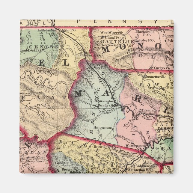 Map of Winfield, West Virginia Magnet (Front)