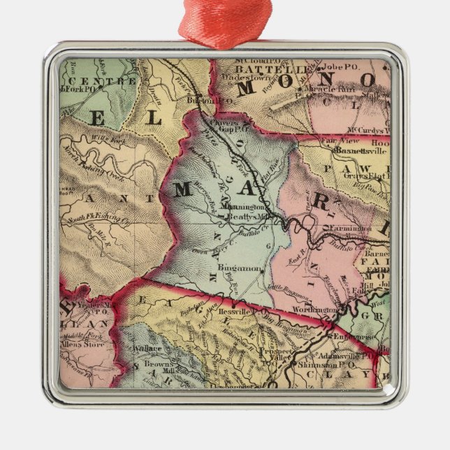 Map of Winfield, West Virginia Metal Tree Decoration (Front)