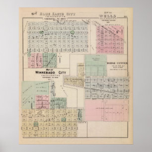 Map of Winnebago City Map of Blue Earth, Minnesota Poster