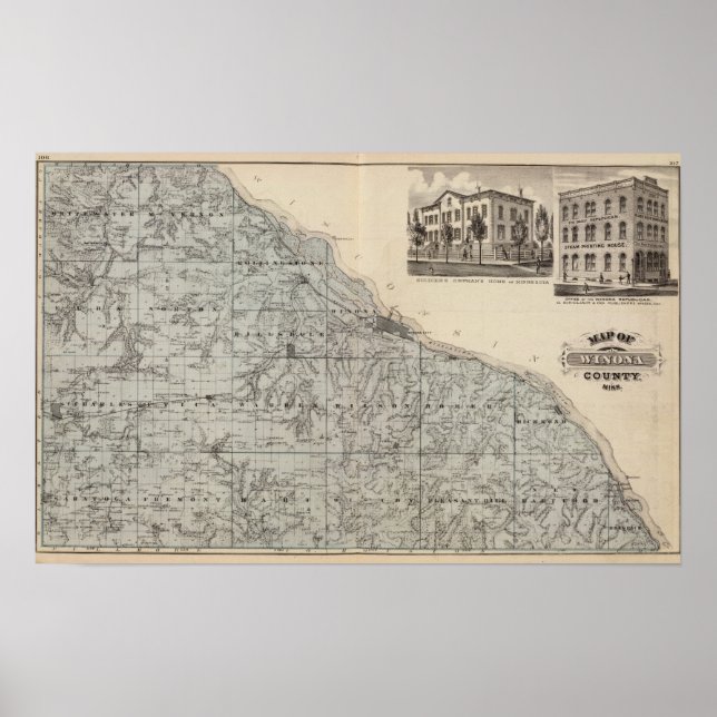 Map of Winona County, Minnesota Poster (Front)