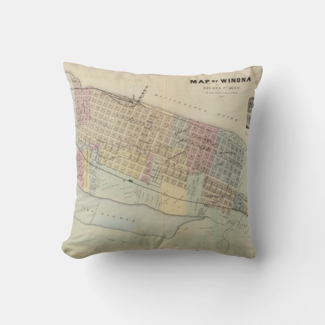 Map of Winona, Minnesota Cushion (Front)