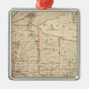 Map of Wisconsin, showing assembly districts Metal Tree Decoration