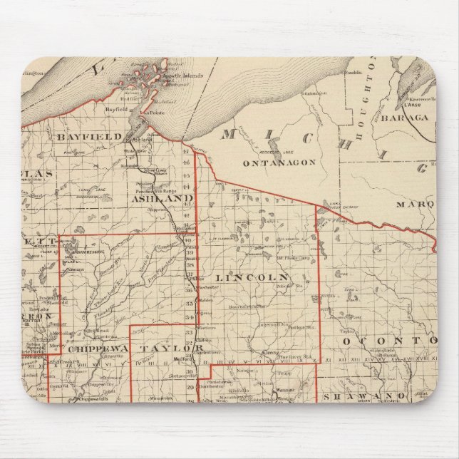 Map of Wisconsin, showing assembly districts Mouse Pad (Front)