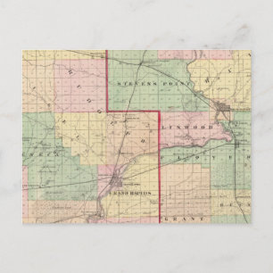 Map of Wood and Portage counties Postcard