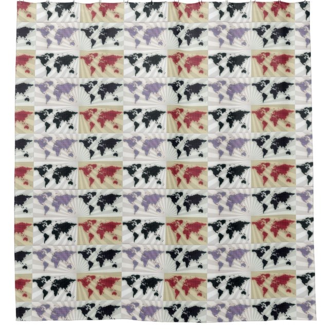 map of world pattern shower curtain (Front)