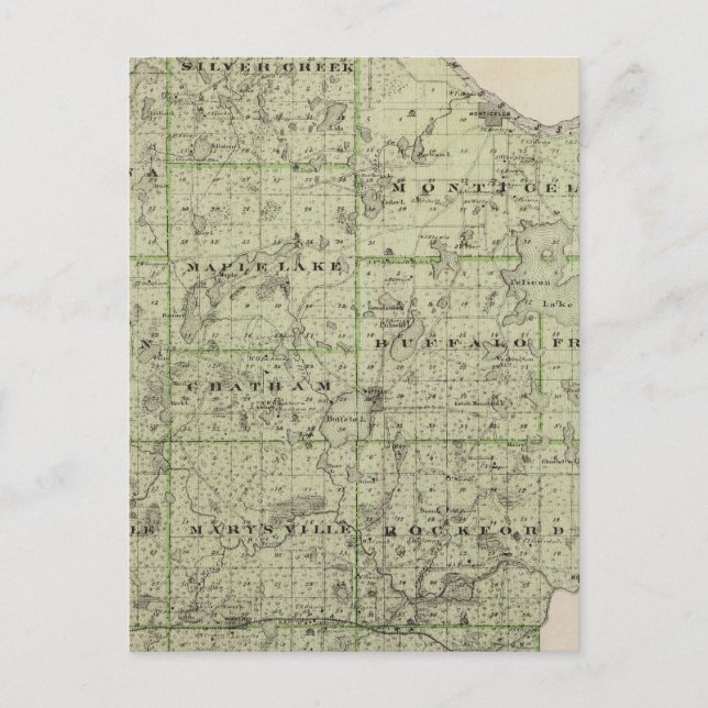 Map of Wright County, Minnesota Postcard (Front)