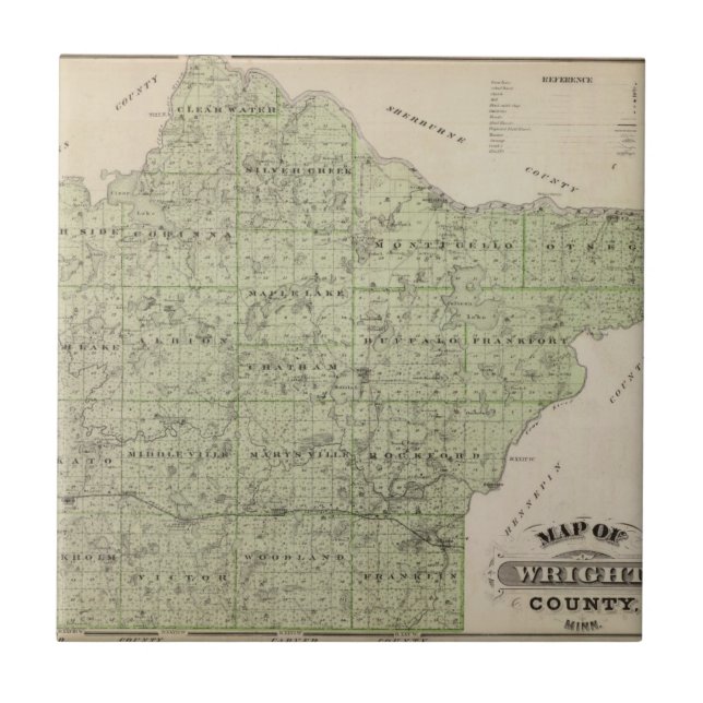 Map of Wright County, Minnesota Tile (Front)