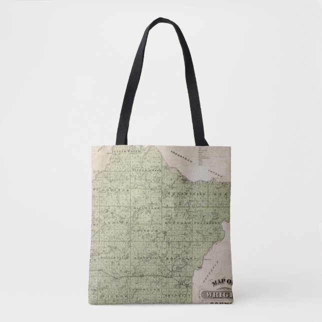 Map of Wright County, Minnesota Tote Bag (Front)