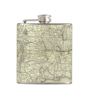 Map Ohio and Mississippi Railway Hip Flask