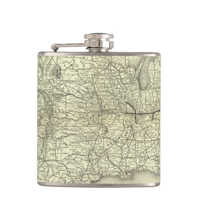 Map Ohio and Mississippi Railway Hip Flask (Front)