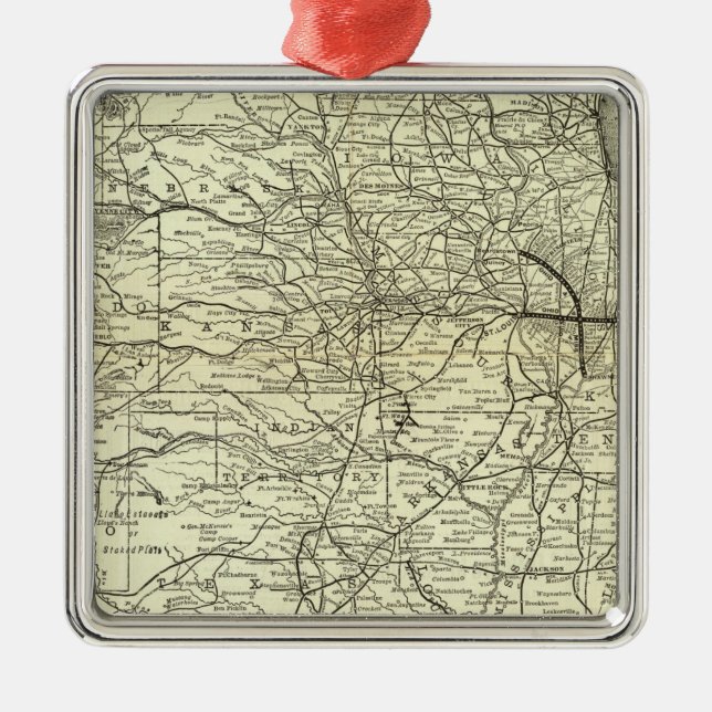 Map Ohio and Mississippi Railway Metal Tree Decoration (Front)