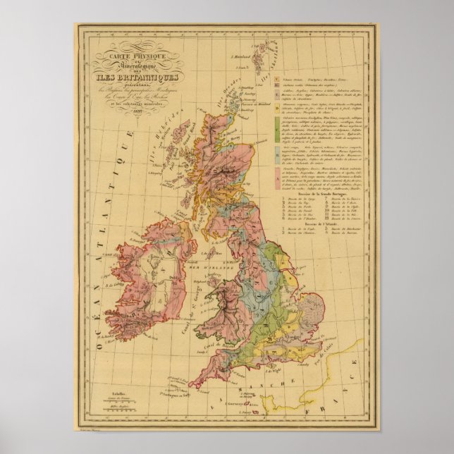 Map physical and mineralogical poster (Front)