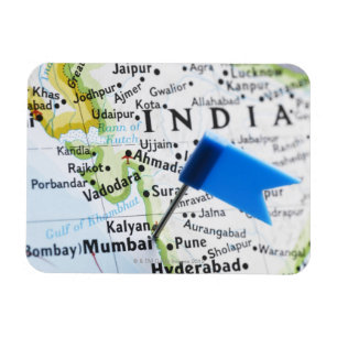Map pin placed in Mumbai, India on map, close-up Magnet