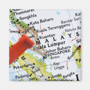 Map pin placed in Singapore on map, close-up Magnet