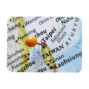 Map pin placed in Taipei, Taiwan on map, Magnet