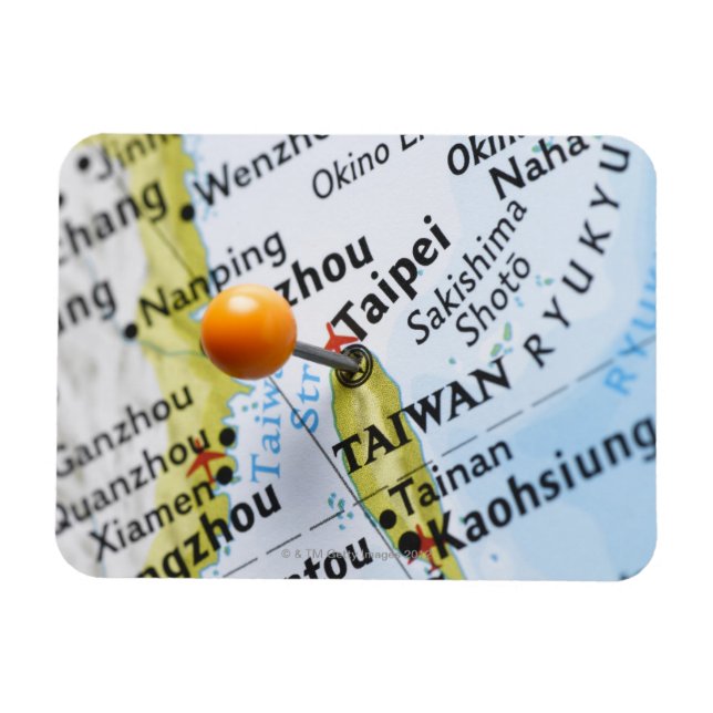 Map pin placed in Taipei, Taiwan on map, Magnet (Horizontal)