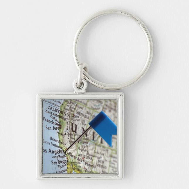 Map pin placed on Los Angeles, California on Key Ring (Front)