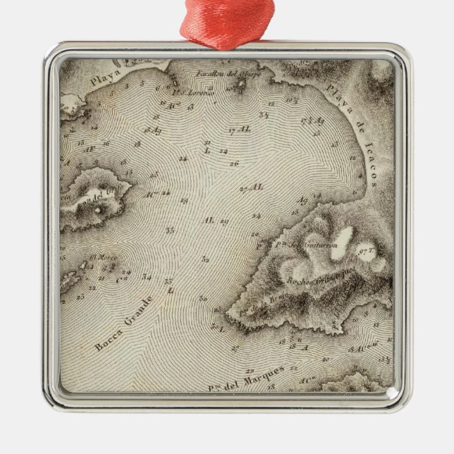 Map Port of Acapulco Metal Tree Decoration (Front)